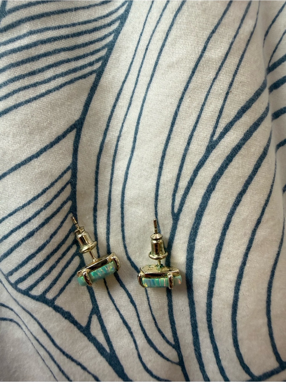 Kendra Scott Gold-Tone Stud Earrings with Blue-Green Opal Inlay